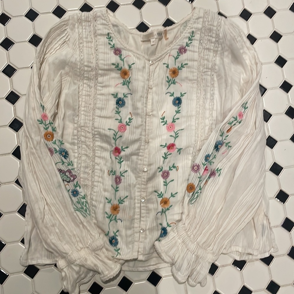 LoveShackFancy Stevie top in cream. Medium